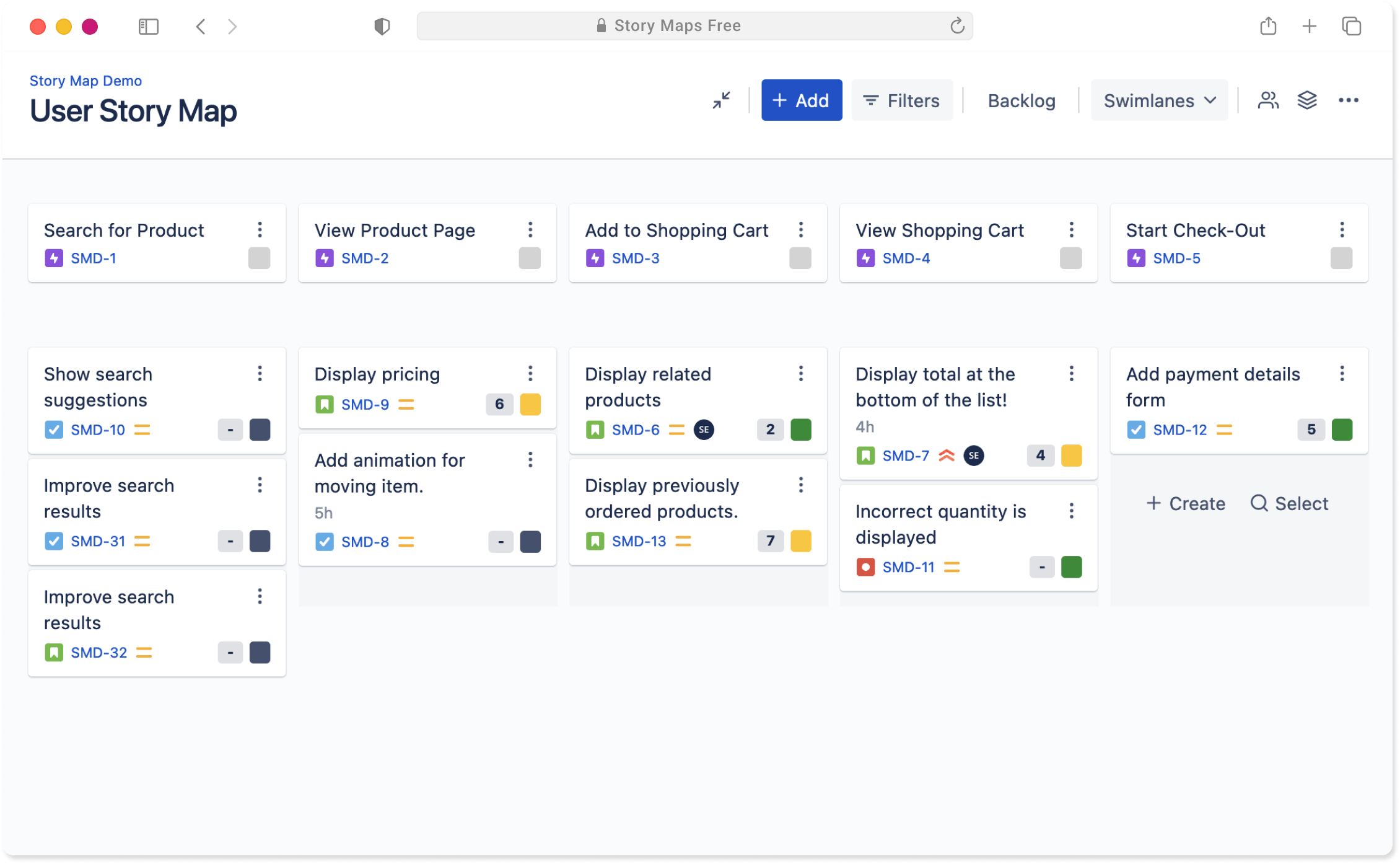 Basic Story Maps for Jira Screenshot